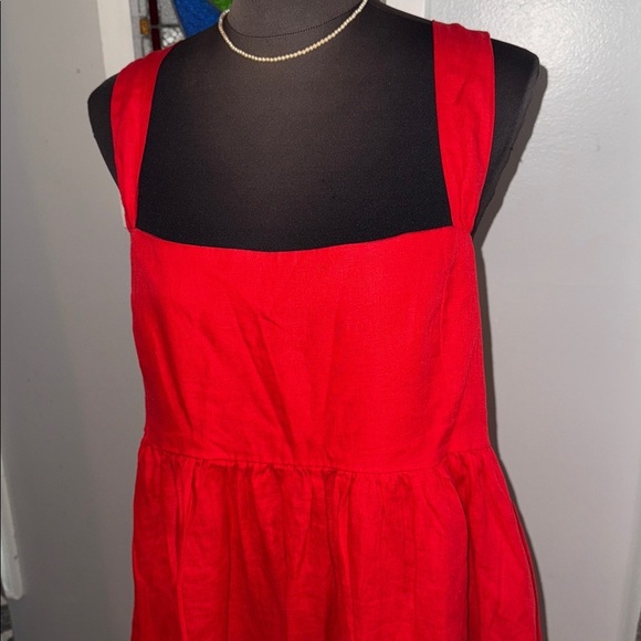 J Crew 100% Linen Square Neck Midi Dress SZ 12 - Picture 3 of 8